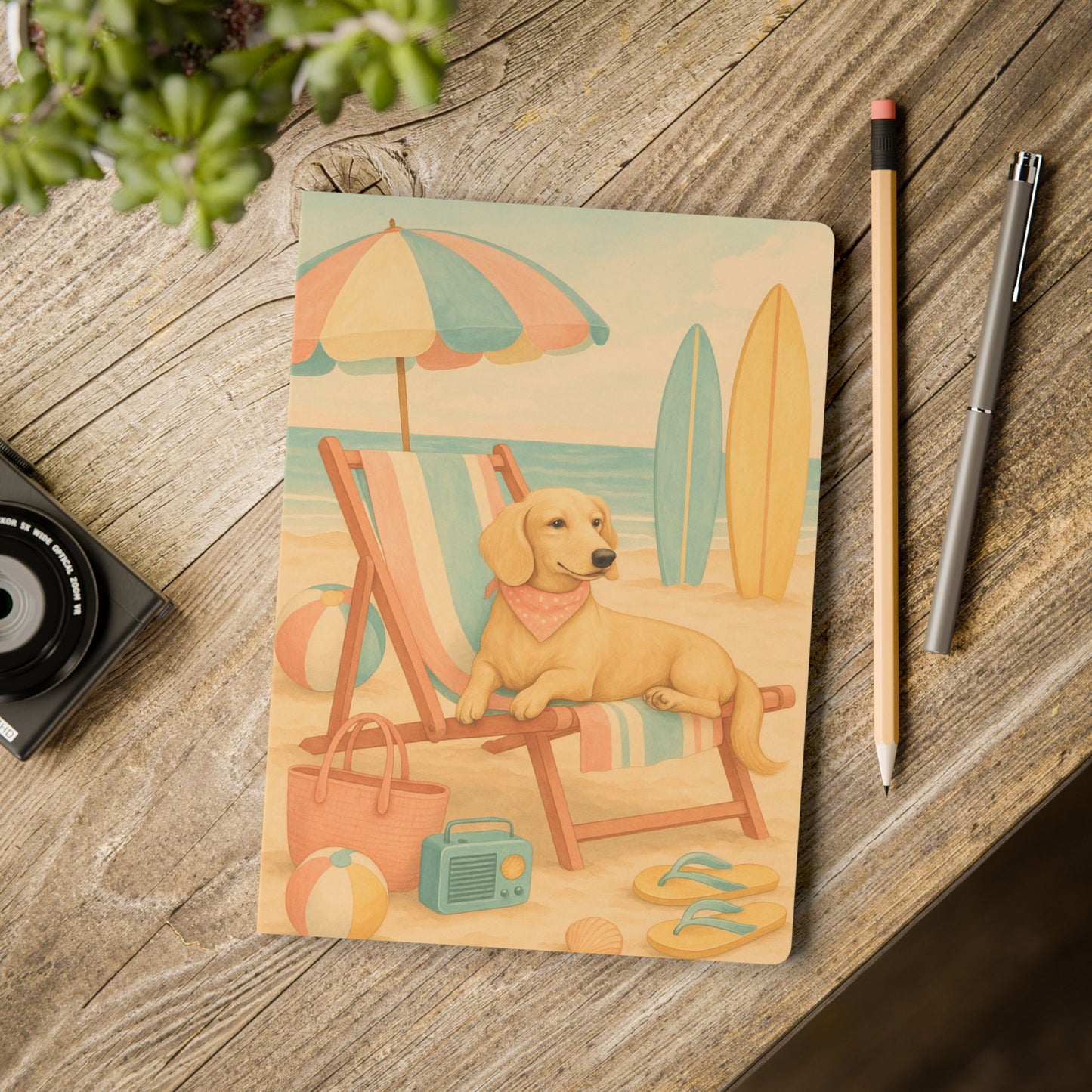 Retro Dachshund Softcover Journal