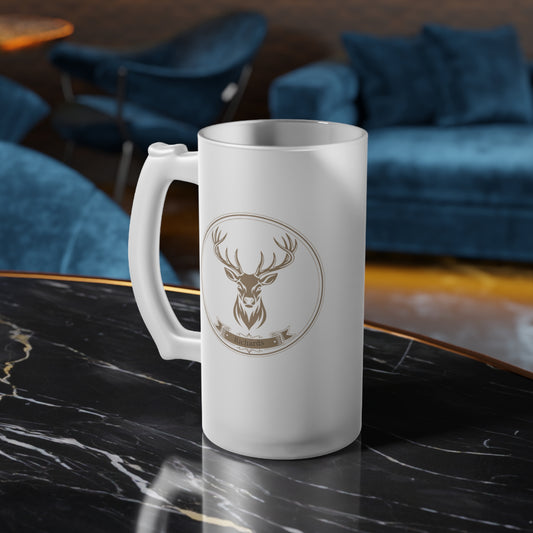 Custom Frosted Beer Mug with Deer Buck Personalized Glass Tankard for Men Game Day Wedding Gift Unique Groomsmen Gifts Customized Frosted Beer Glass Gifts Beer Lovers Home Bars Deer Hunter Birthday