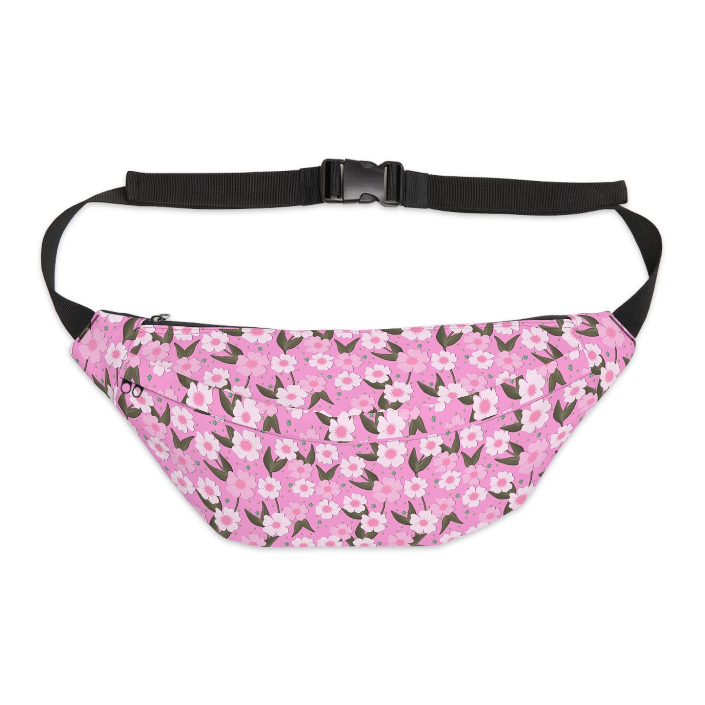 Large Pink & White Flower Belt Bag, Fanny Pack, Sling Pack