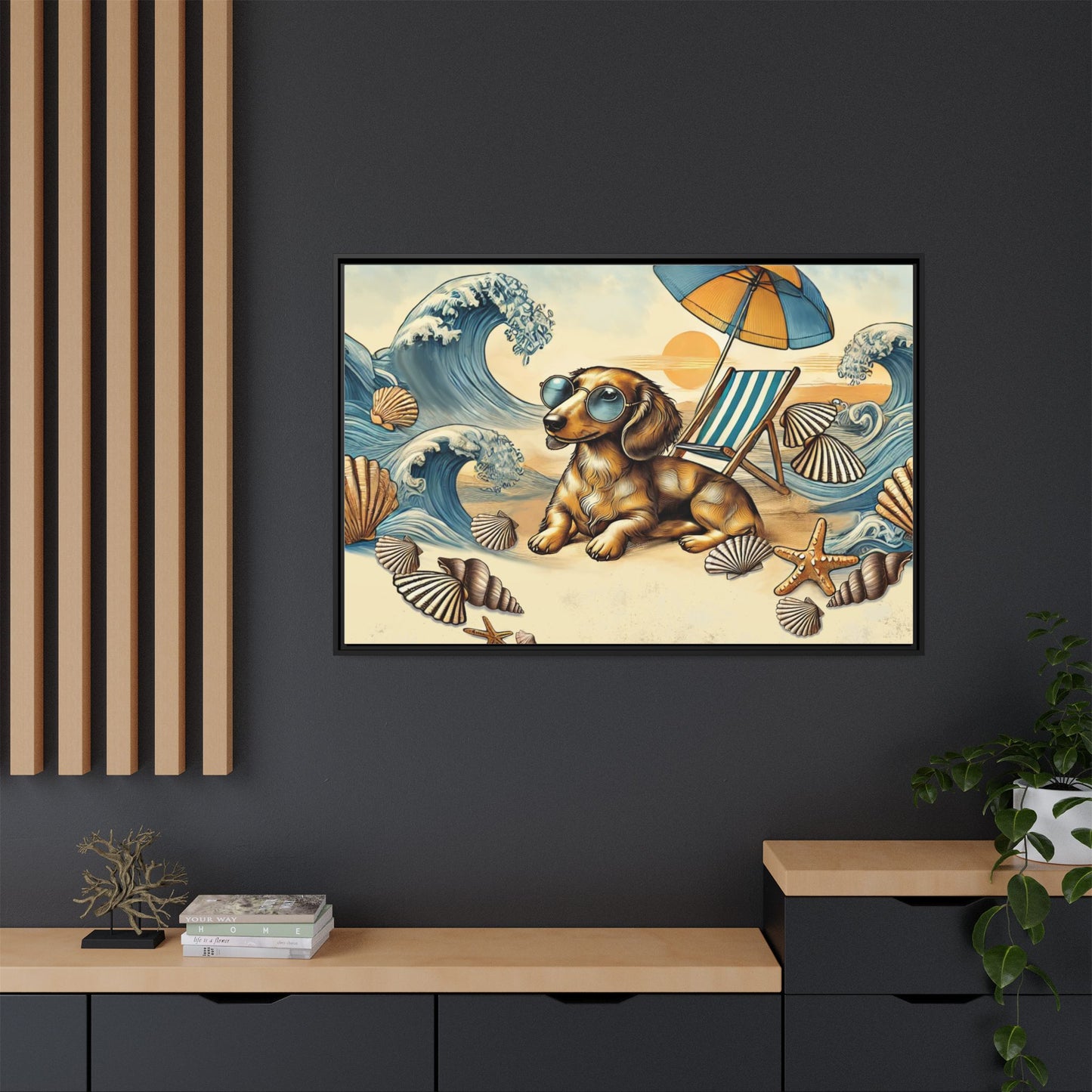 Dachshund on the Beach Wall Art