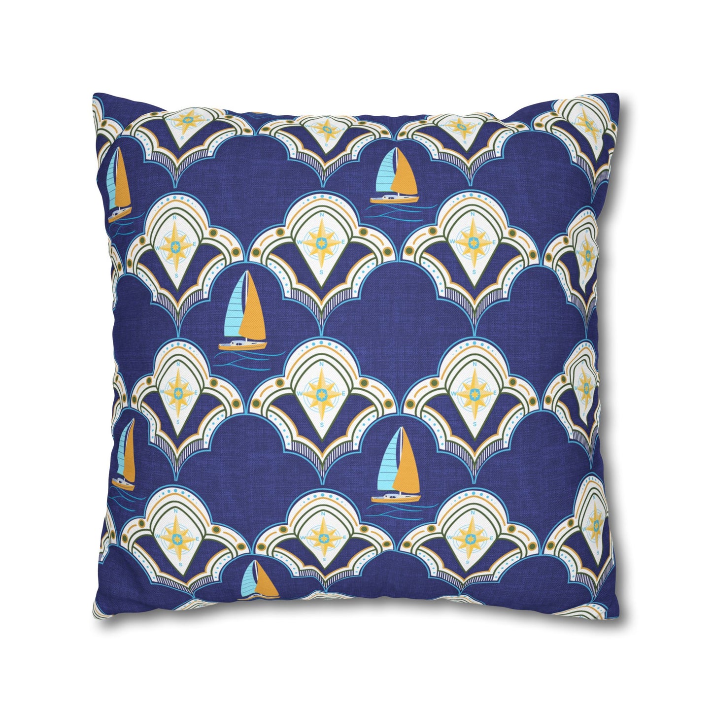 Nautical Square Pillowcase- sail boats