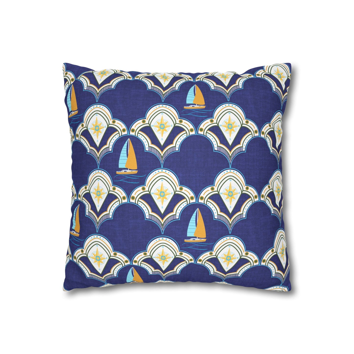 Nautical Square Pillowcase- sail boats