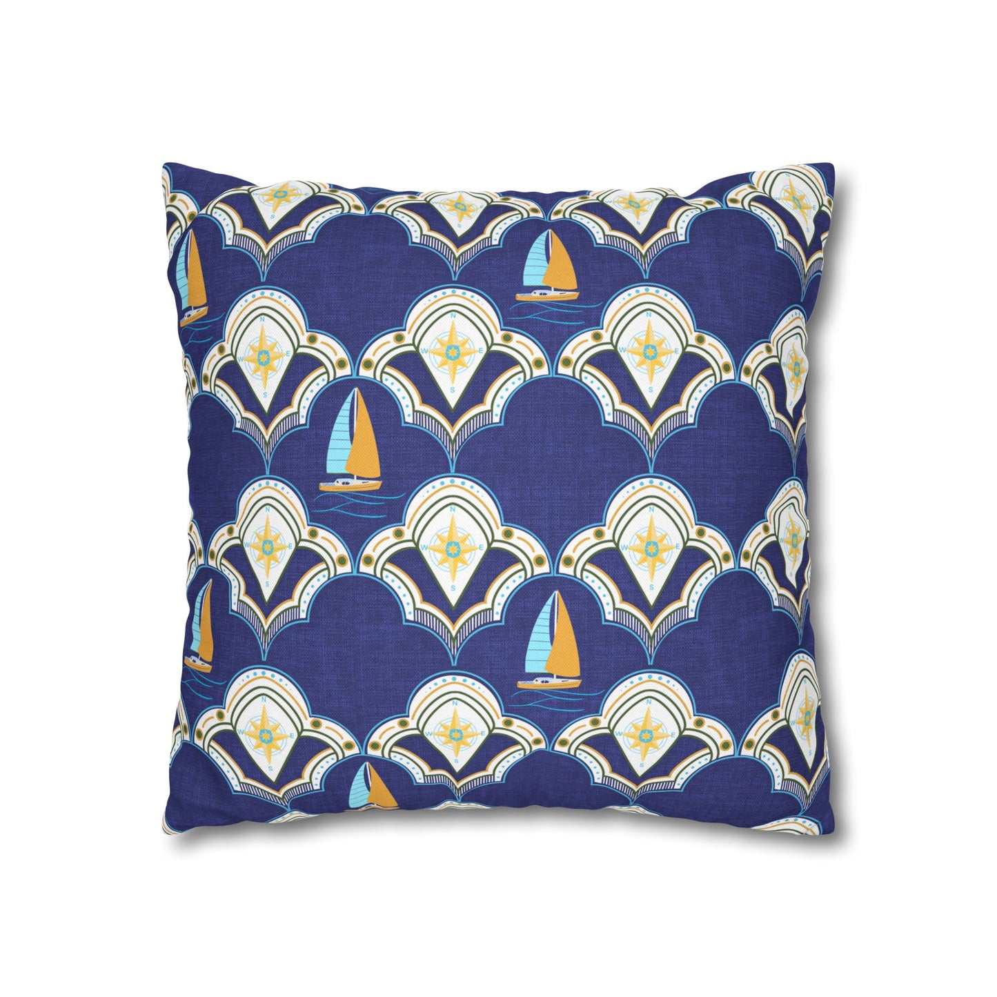 Nautical Square Pillowcase- sail boats