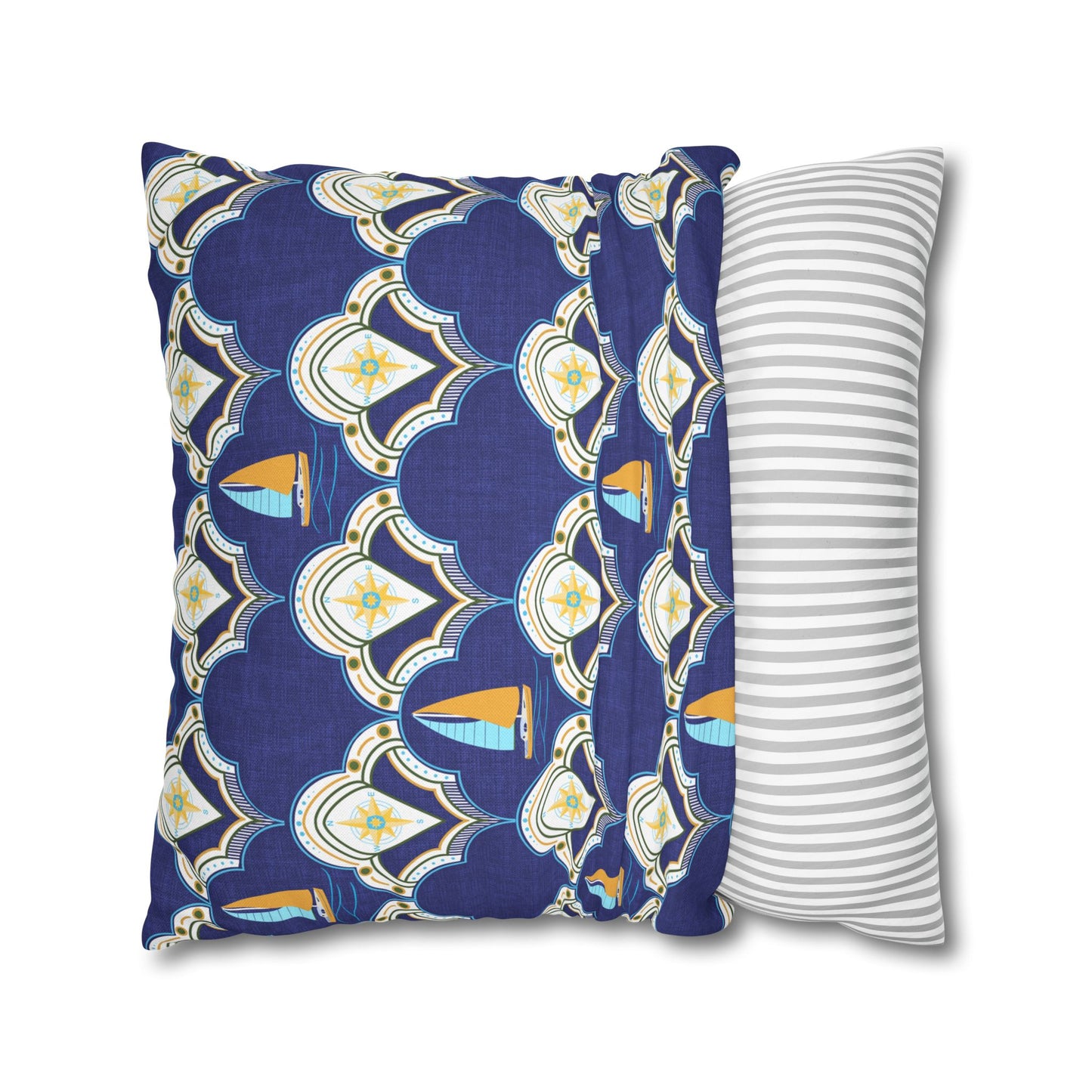 Nautical Square Pillowcase- sail boats