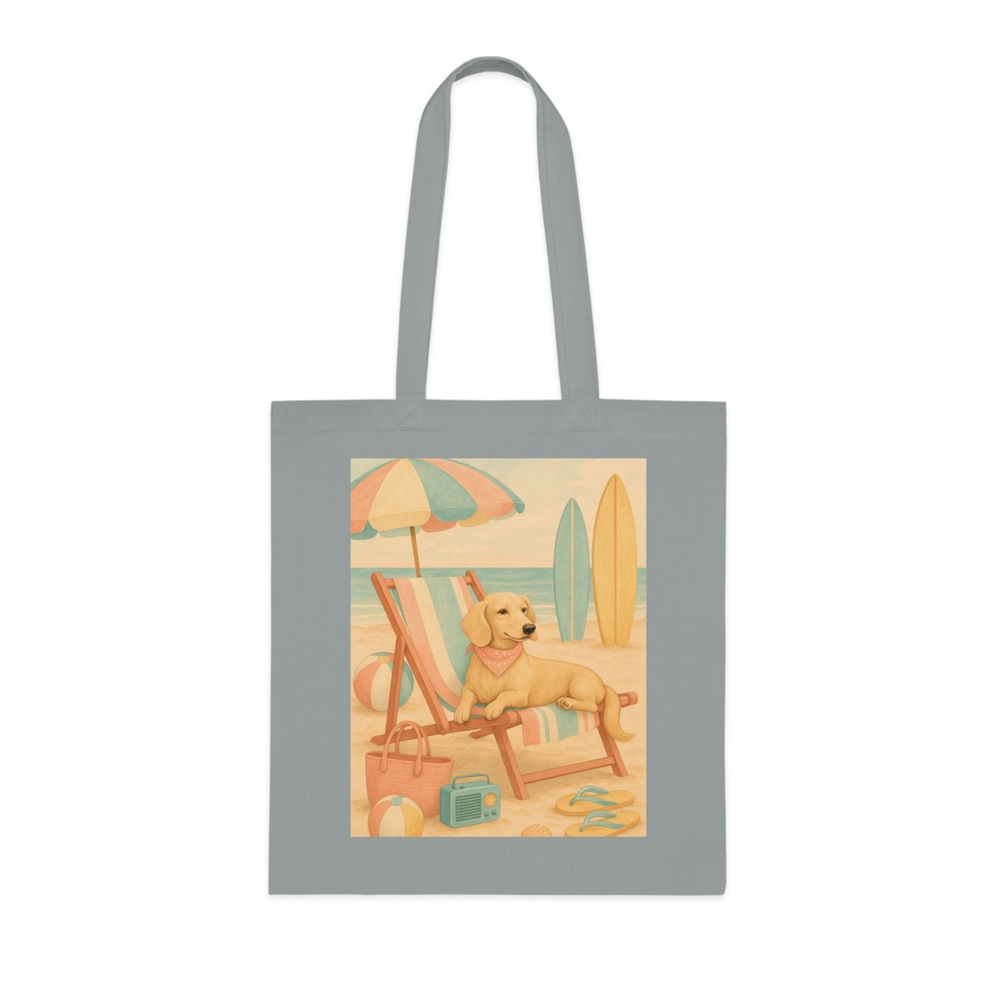 Retro Dachshund Cotton Tote Bag - Beach bag, shopping bag, Dachshund Mom Gift, Dachshund Lover, Doxie, Weeny Dog gift, Dog Mom Gift