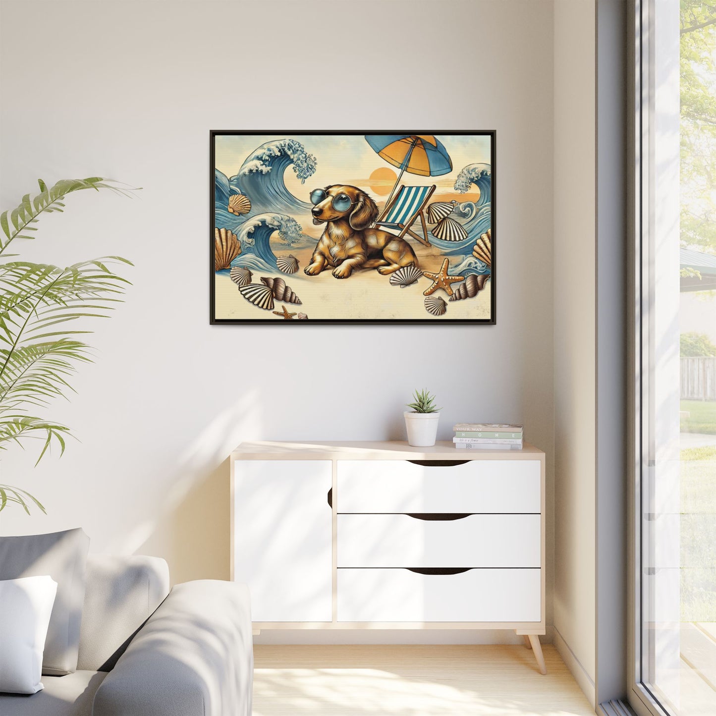 Dachshund on the Beach Wall Art