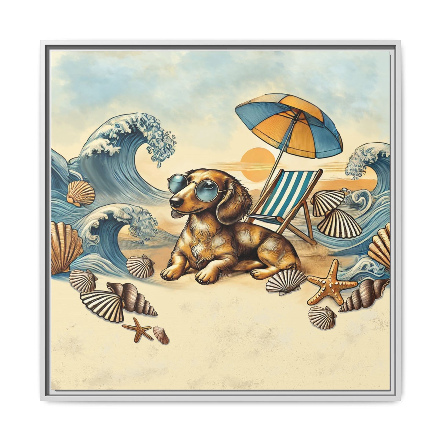 Dachshund on the Beach Wall Art
