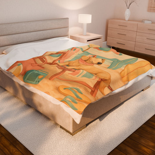 Plush Blanket - Retro Dachshund Design