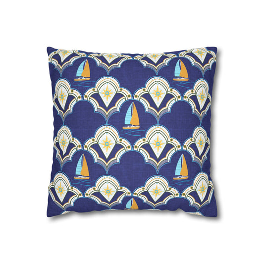 Nautical Square Pillowcase- sail boats