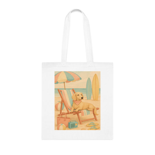 Retro Dachshund Cotton Tote Bag - Beach bag, shopping bag, Dachshund Mom Gift, Dachshund Lover, Doxie, Weeny Dog gift, Dog Mom Gift