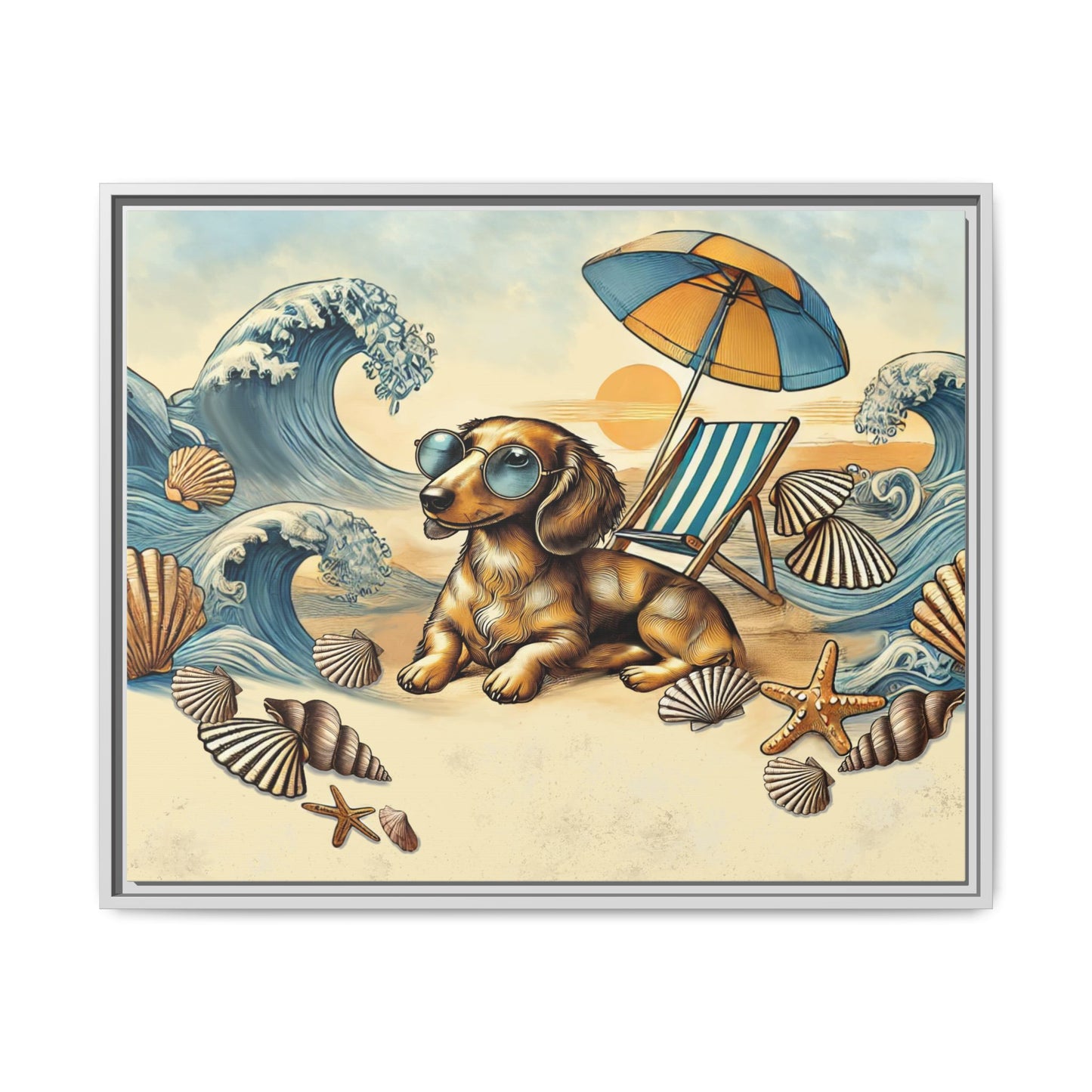 Dachshund on the Beach Wall Art