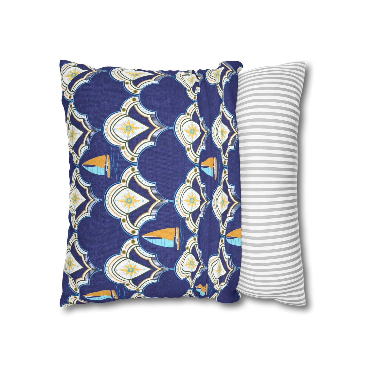 Nautical Square Pillowcase- sail boats