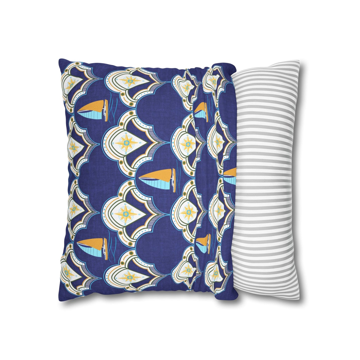 Nautical Square Pillowcase- sail boats