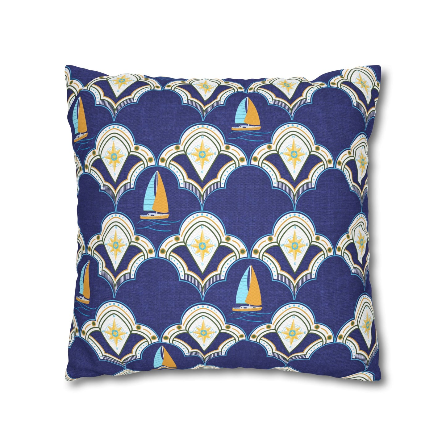 Nautical Square Pillowcase- sail boats