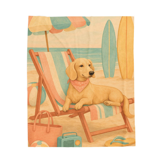 Plush Blanket - Retro Dachshund Design
