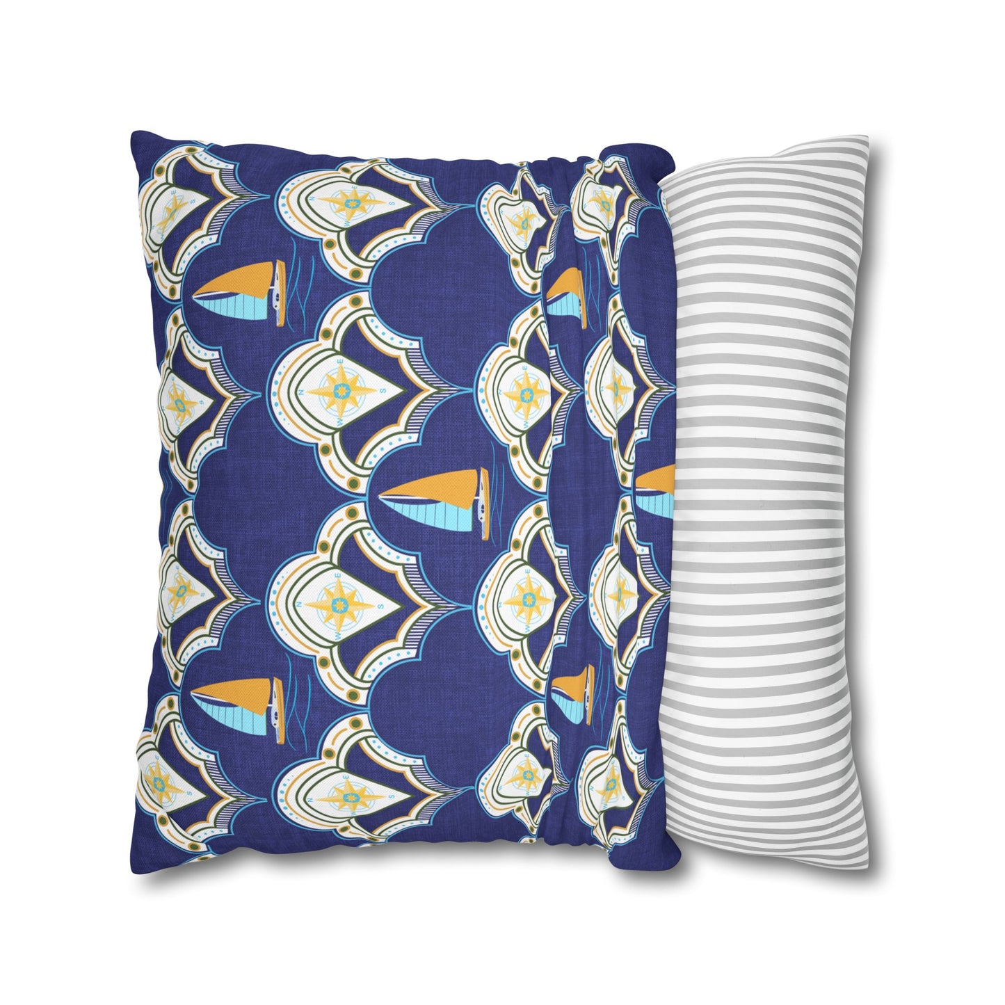 Nautical Square Pillowcase- sail boats