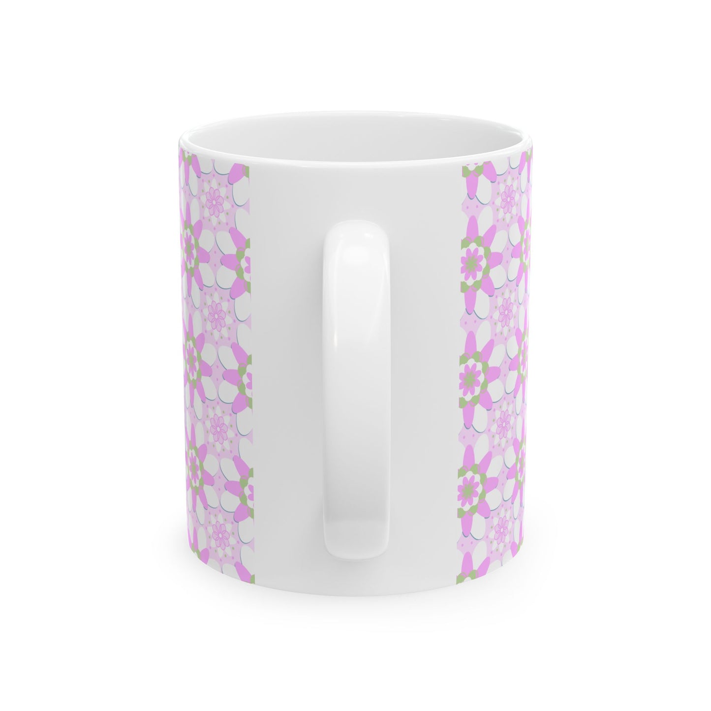 Pink and Green Floral Mug, Gift for Mom, Gifts for Grandma, Coffee Lover, Pink Flowers, Coffee Cup Gift, Cute Coffee Mug, Cute Gift for Mom,