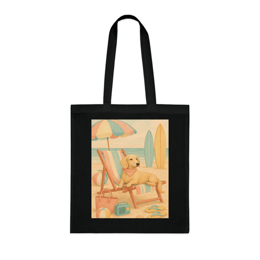 Retro Dachshund Cotton Tote Bag - Beach bag, shopping bag, Dachshund Mom Gift, Dachshund Lover, Doxie, Weeny Dog gift, Dog Mom Gift