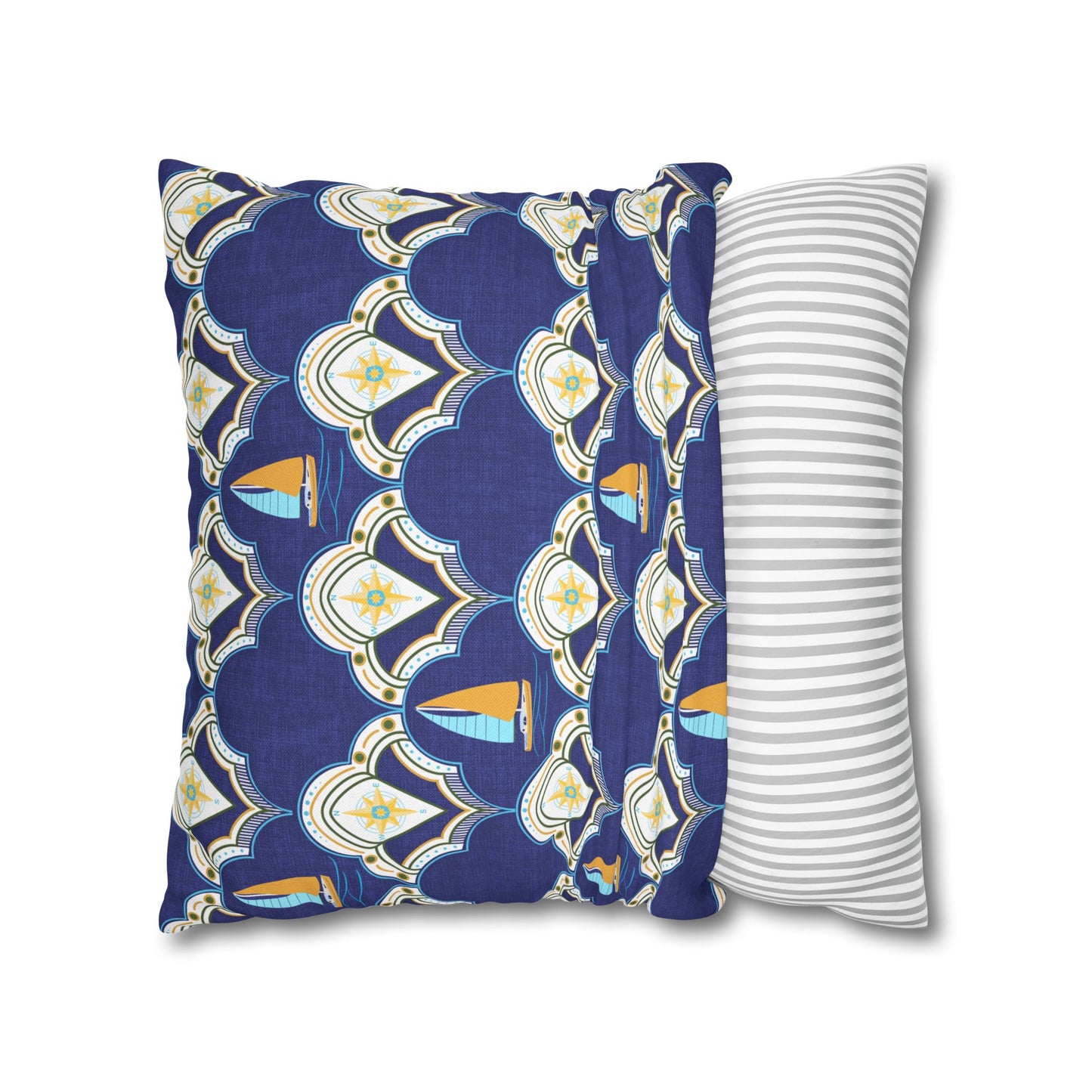 Nautical Square Pillowcase- sail boats