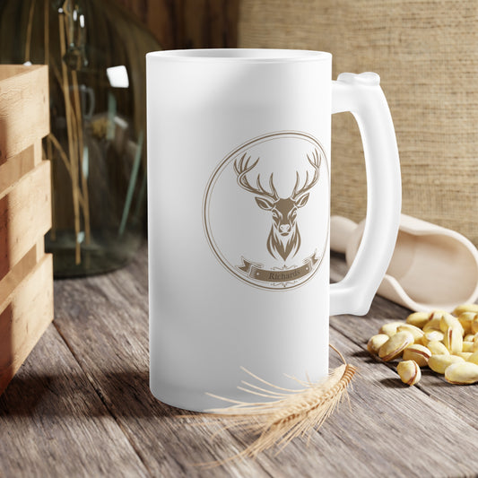 Custom Frosted Beer Mug with Deer Buck Personalized Glass Tankard for Men Game Day Wedding Gift Unique Groomsmen Gifts Customized Frosted Beer Glass Gifts Beer Lovers Home Bars Deer Hunter Birthday