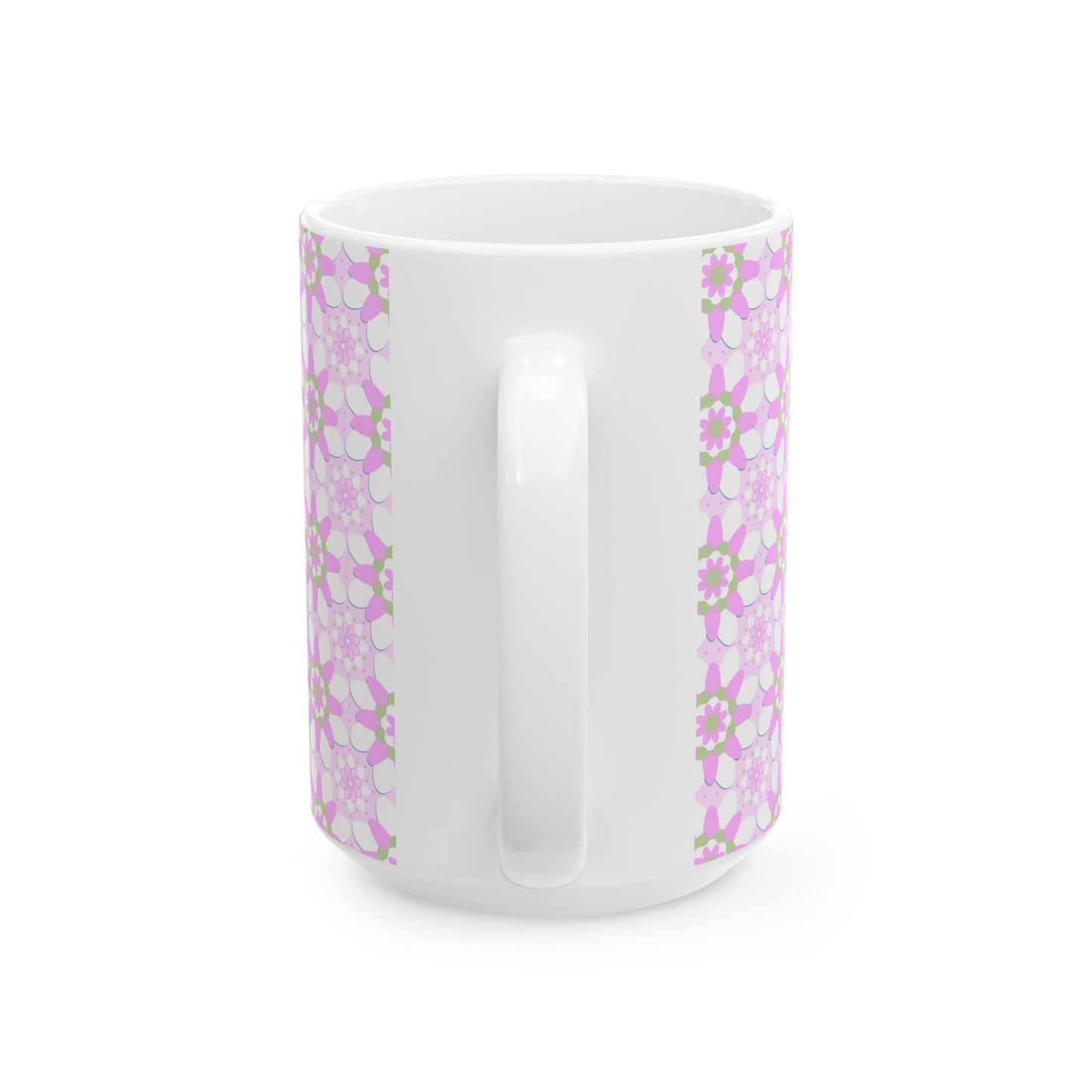 Pink and Green Floral Mug, Gift for Mom, Gifts for Grandma, Coffee Lover, Pink Flowers, Coffee Cup Gift, Cute Coffee Mug, Cute Gift for Mom,