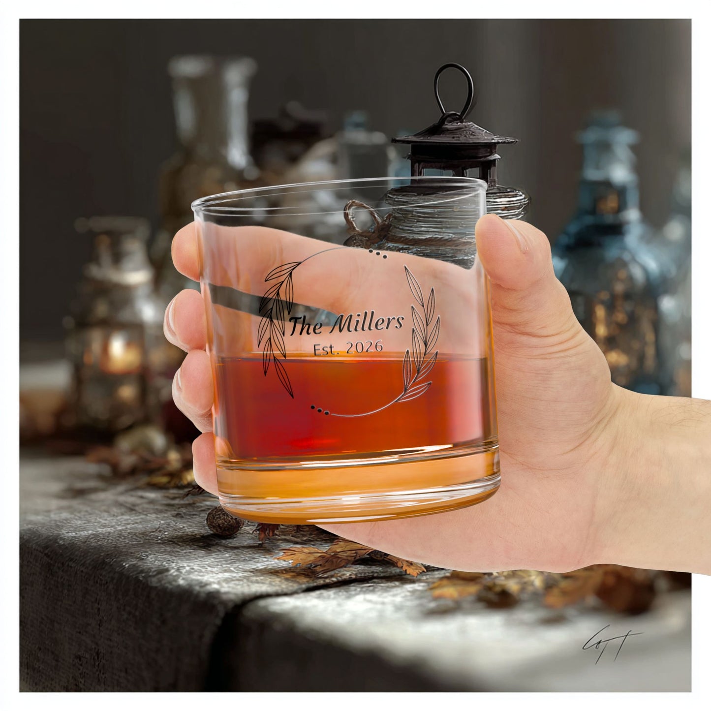 Engraved Personalized Rocks Glass 10oz Whiskey Tumbler Home Bar Custom Unique Gift Him Customized Drinkware Wedding Present Housewarming Gift
