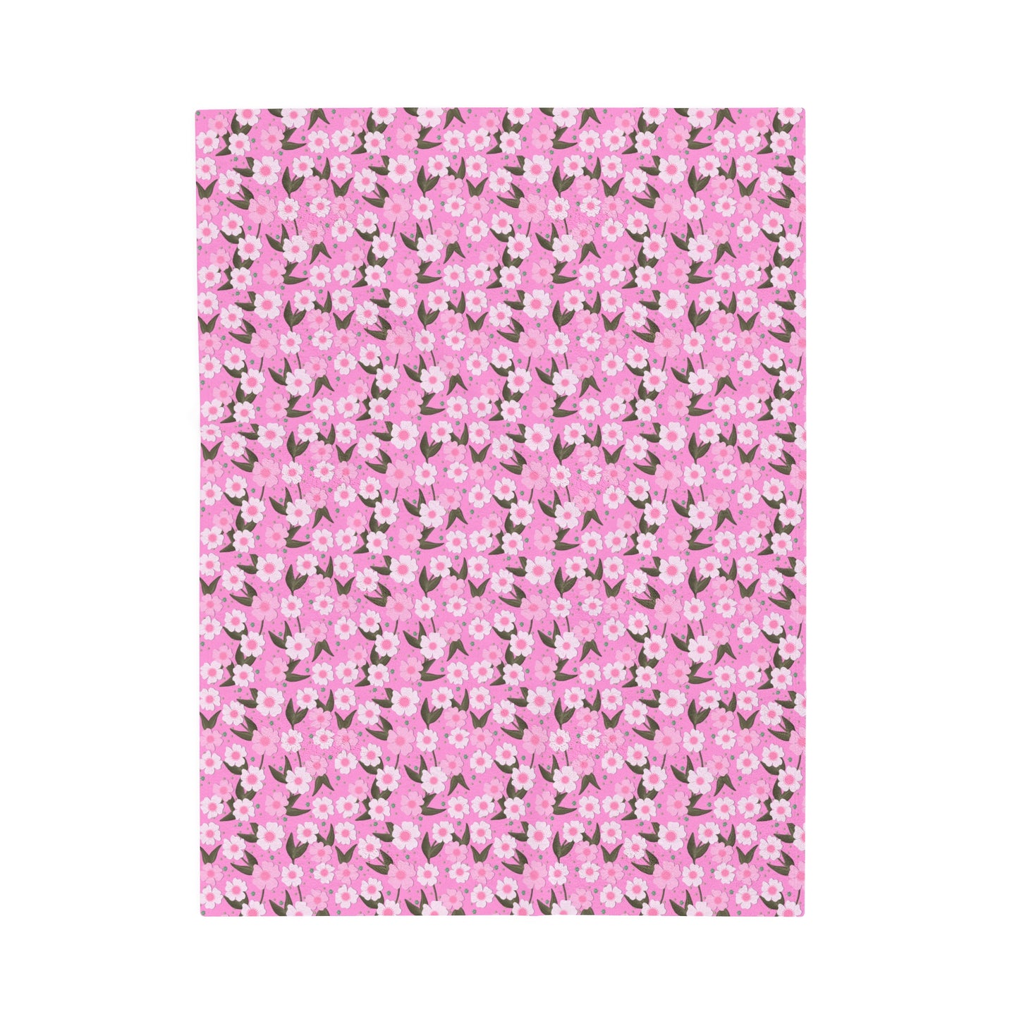 Pink Floral Velveteen Plush Blanket - Gifts for girls, gifts for her, gifts for mom, cozy blanket, warm blanket, girls gift