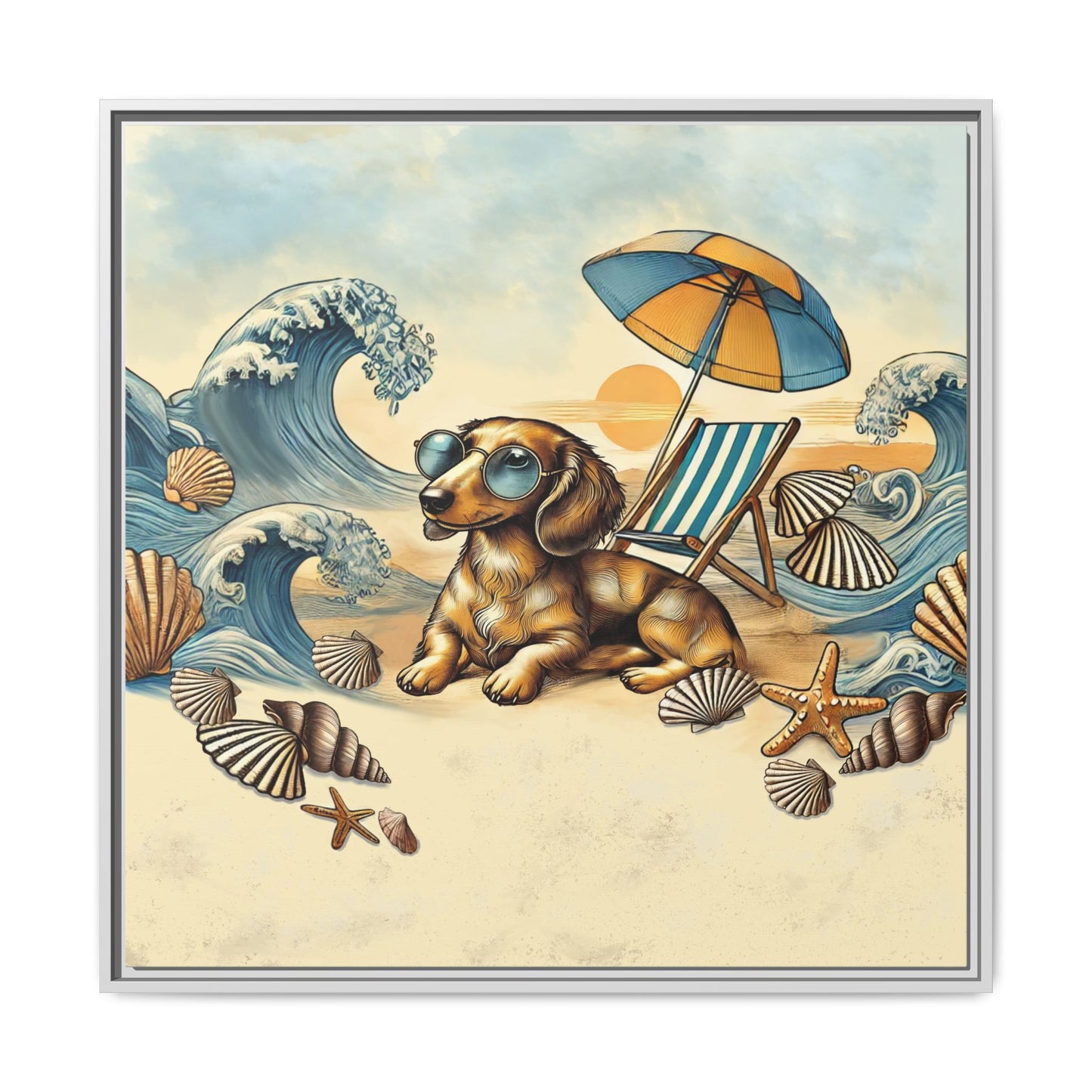 Dachshund on the Beach Wall Art