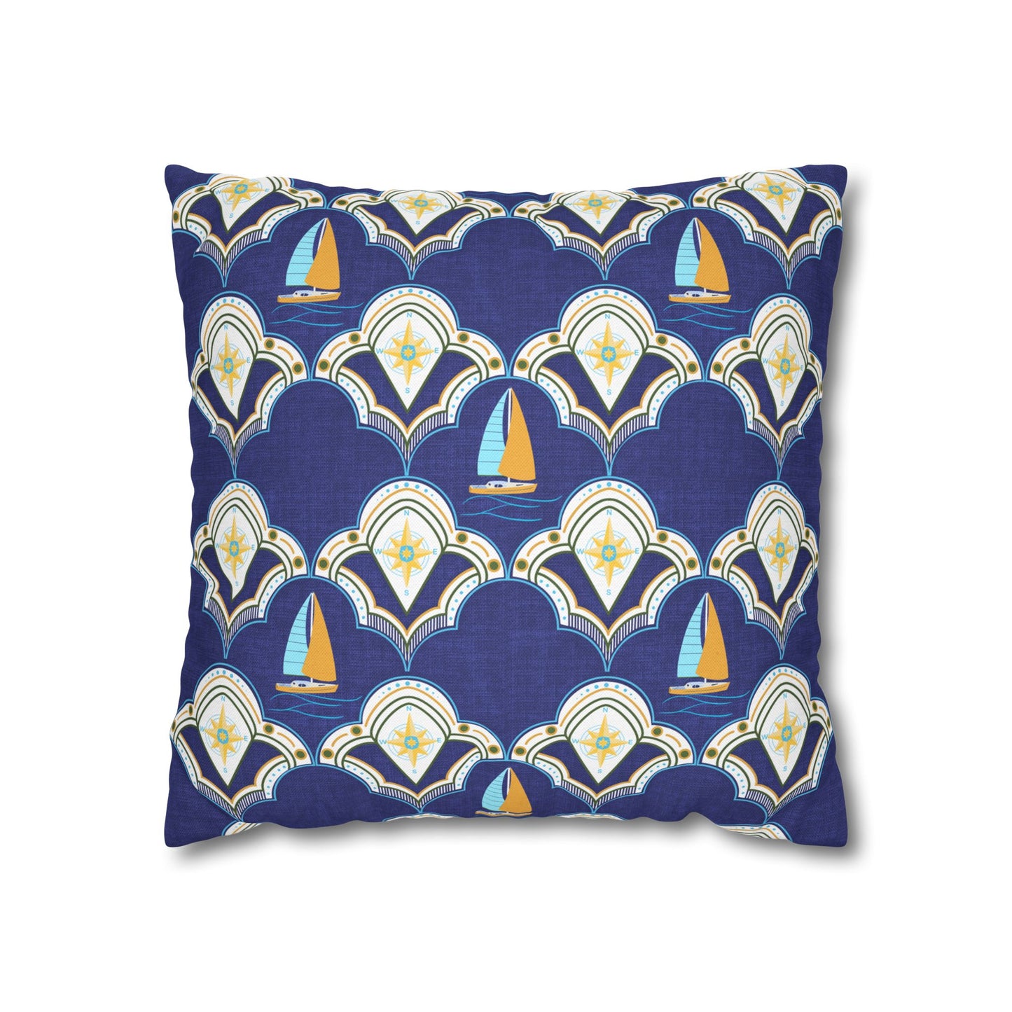 Nautical Square Pillowcase- sail boats