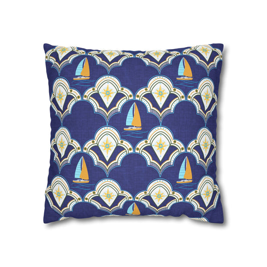 Nautical Square Pillowcase- sail boats