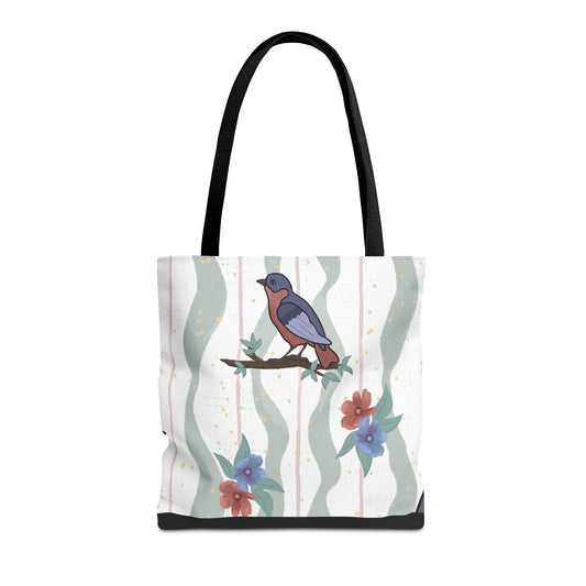 Floral Bird Tote Bag Nature Inspired Canvas Bag Reusable Shopping Bag Birds Flowers Eco Friendly Gift for Her