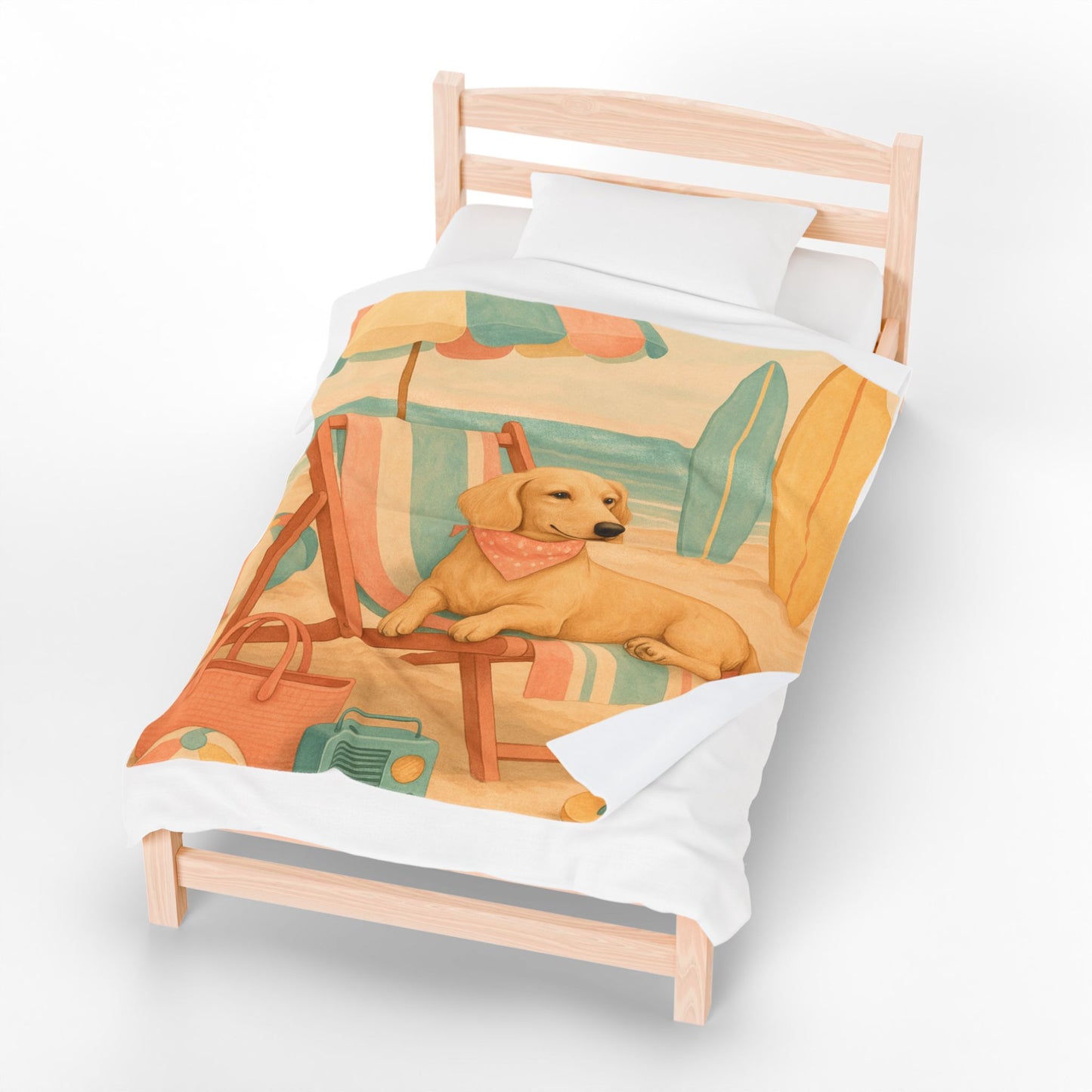 Plush Blanket - Retro Dachshund Design