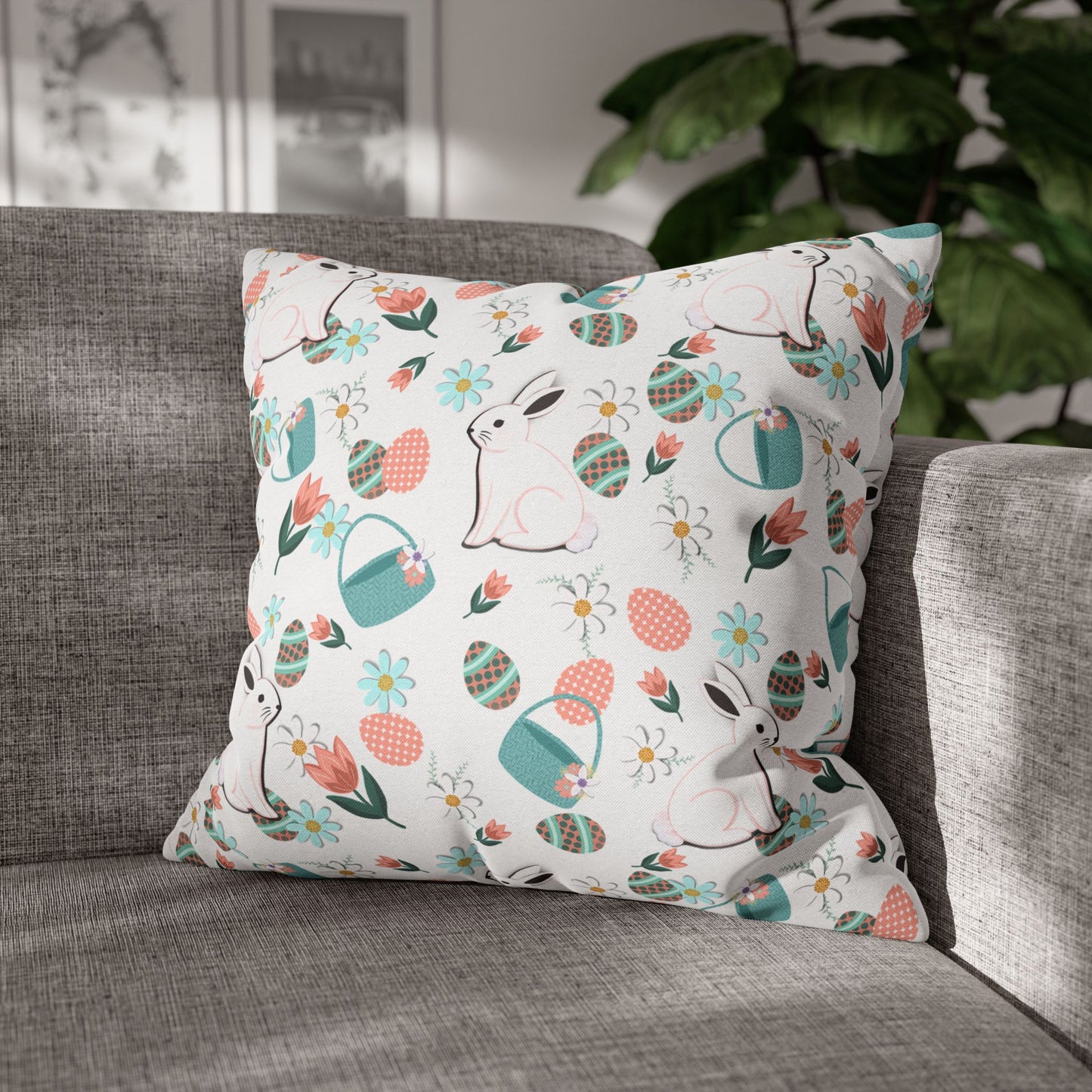 Easter Bunny Pillowcase Cover