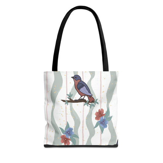 Floral Bird Tote Bag Nature Inspired Canvas Bag Reusable Shopping Bag Birds Flowers Eco Friendly Gift for Her