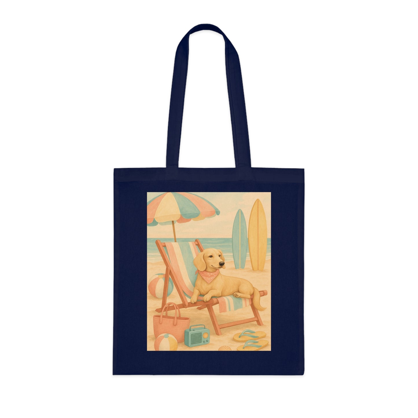 Retro Dachshund Cotton Tote Bag - Beach bag, shopping bag, Dachshund Mom Gift, Dachshund Lover, Doxie, Weeny Dog gift, Dog Mom Gift