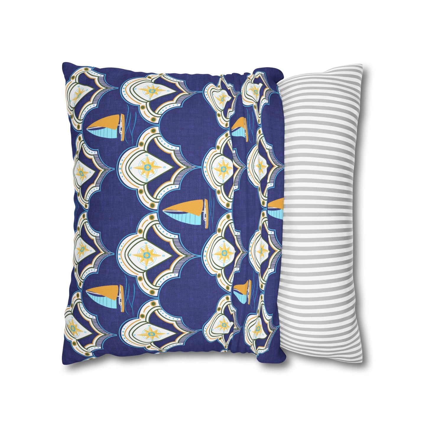 Nautical Square Pillowcase- sail boats