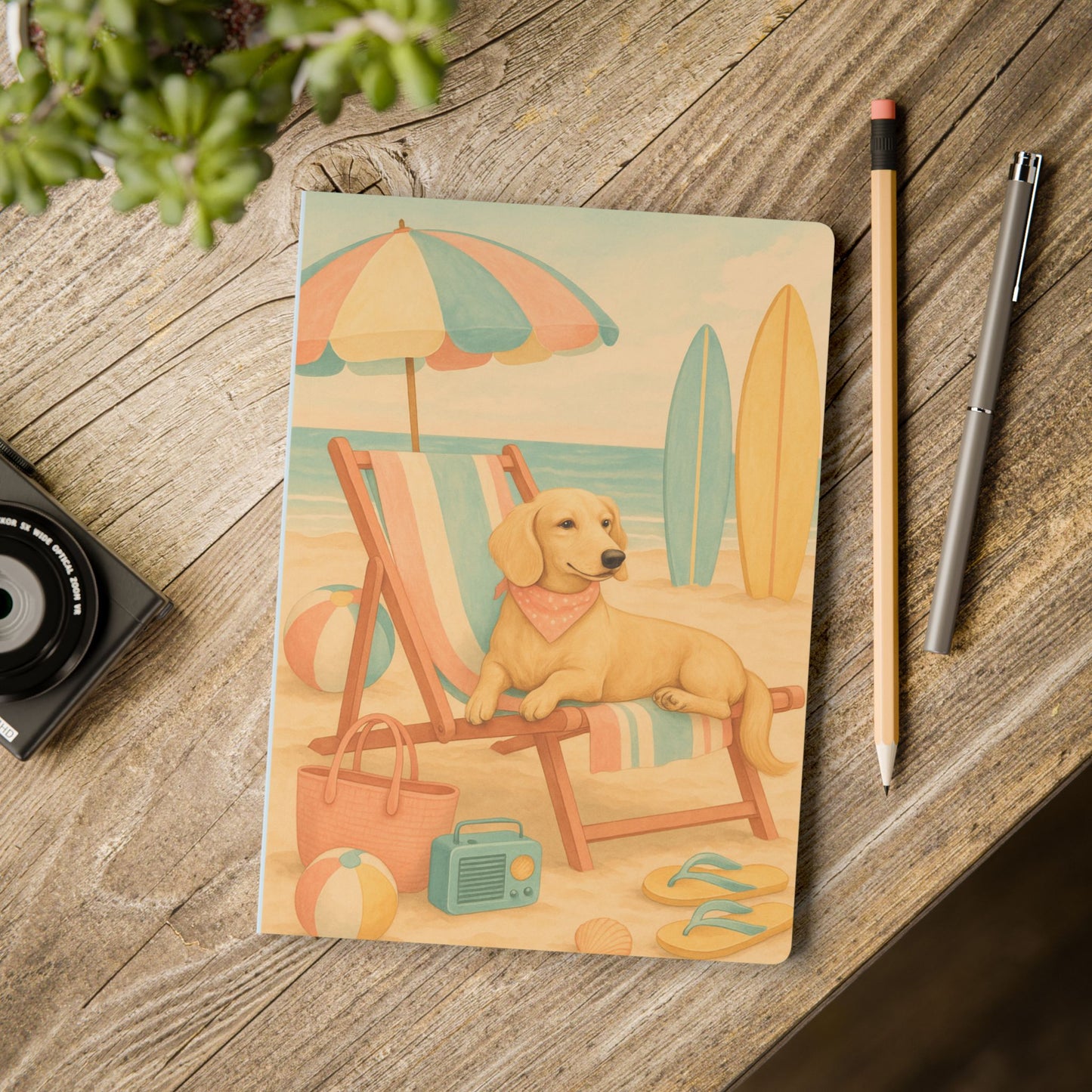 Retro Dachshund Softcover Journal