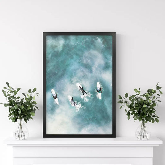 California Surfers Wall Art Print. Aerial Blue Ocean Waves