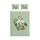 Cotton Bed Set with Vintage Heron and Tropical Botanical Design