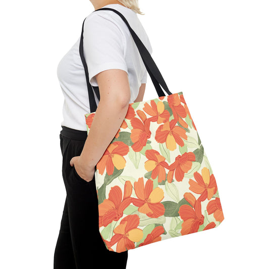 Beautiful Floral Tote Bag- Orange