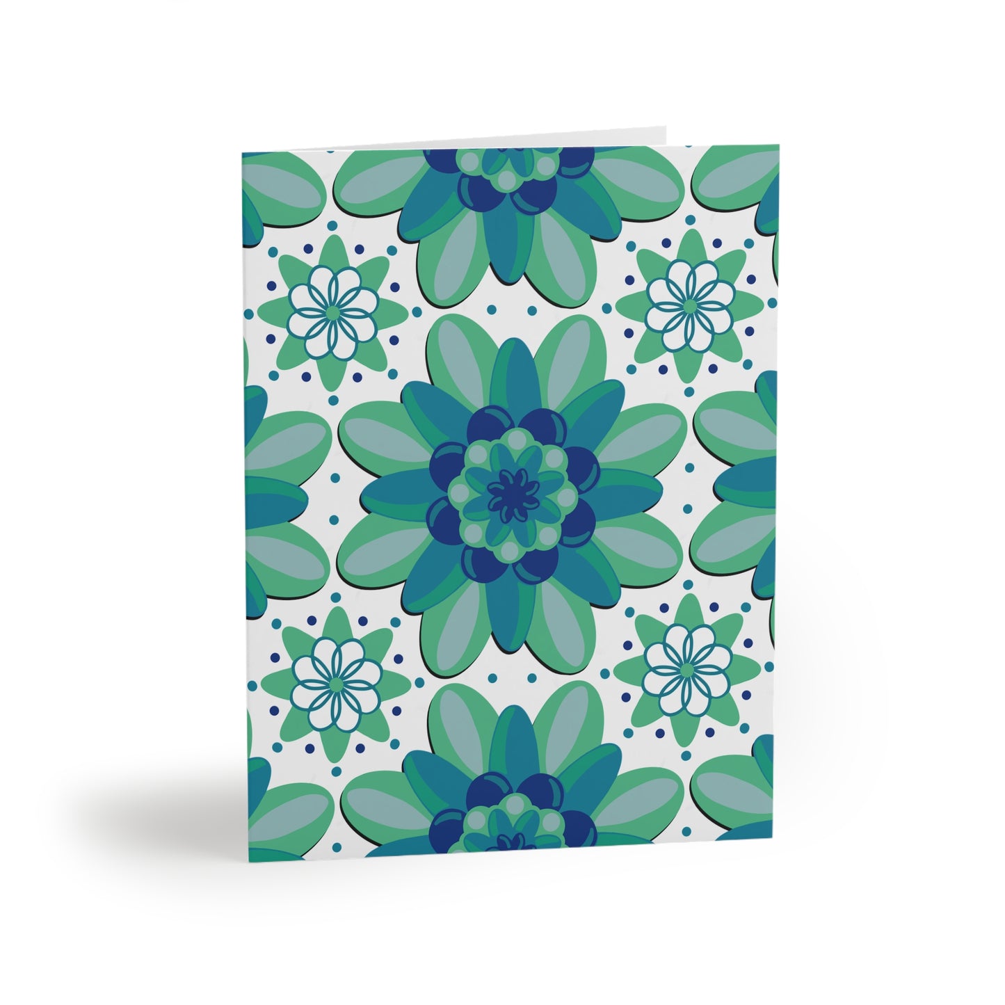 Blue and Green Floral Greeting Cards