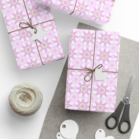 Pink  & Green Flowers Wrapping Paper