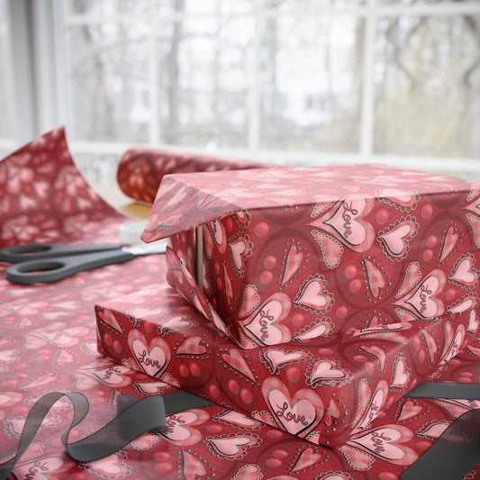 Red Hearts Wrapping Paper