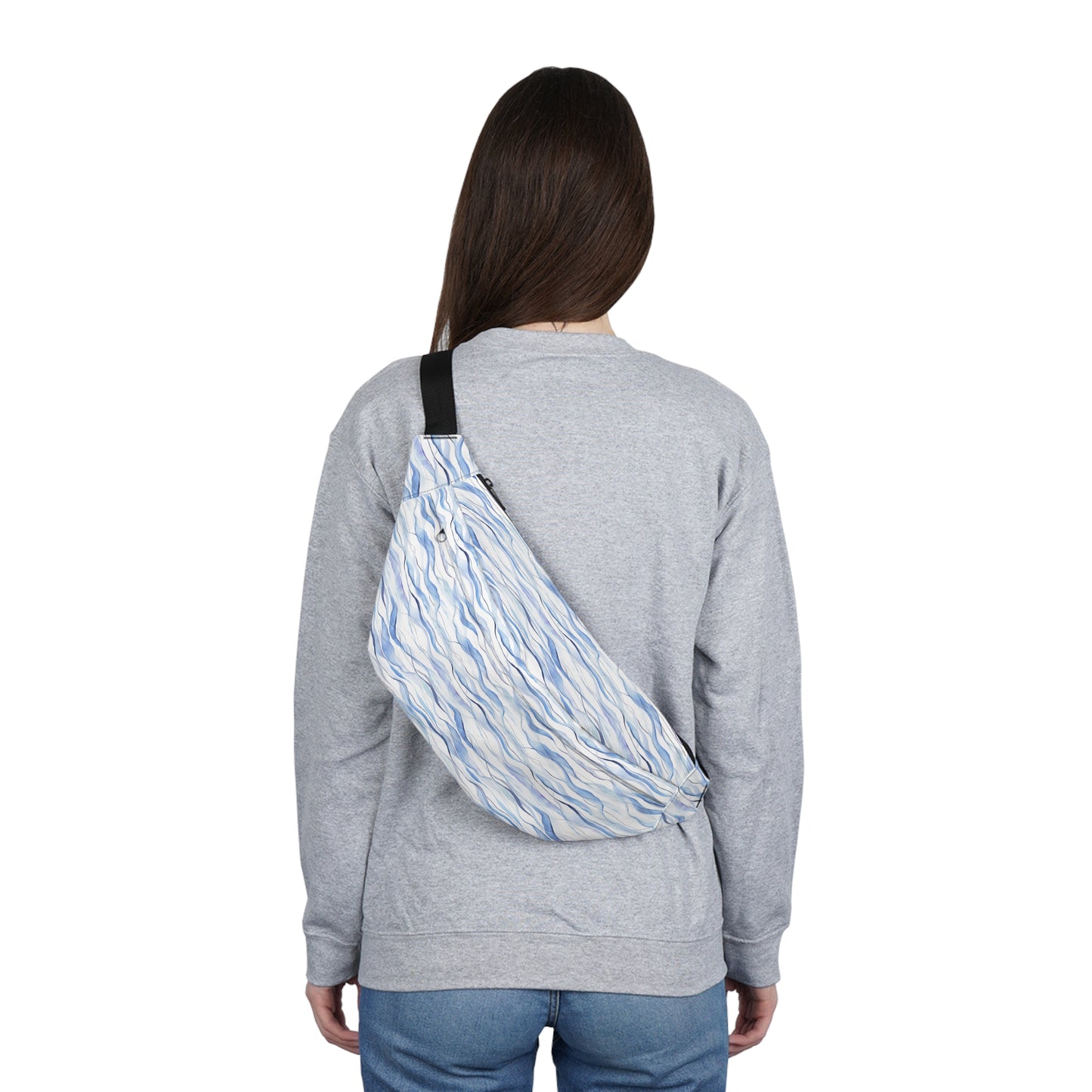 Large Blue Waves Belt Bag, Fanny Pack, Sling Pack