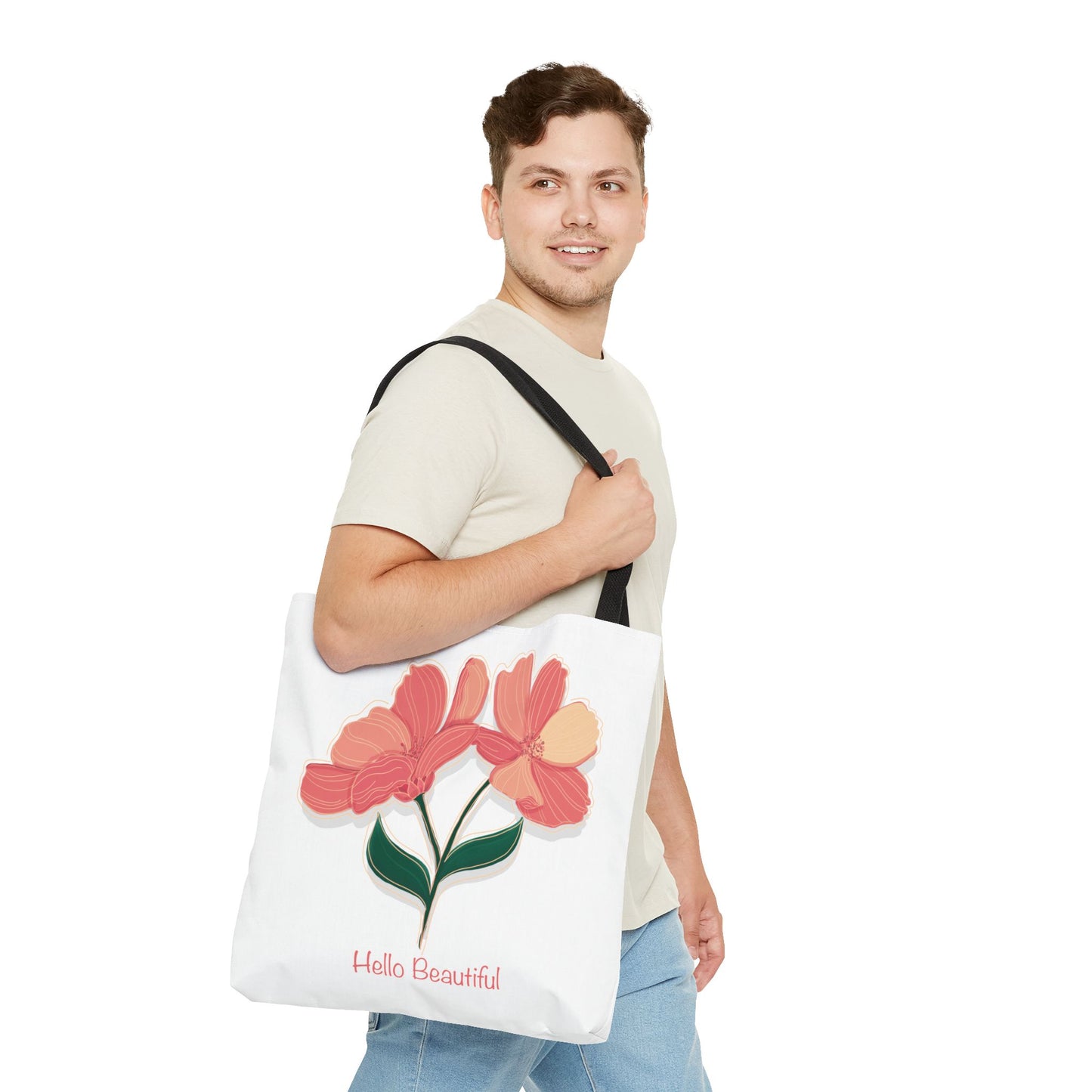 Hello Beautiful Floral Tote Bag