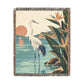 Tropical Heron Sunset Woven Blanket