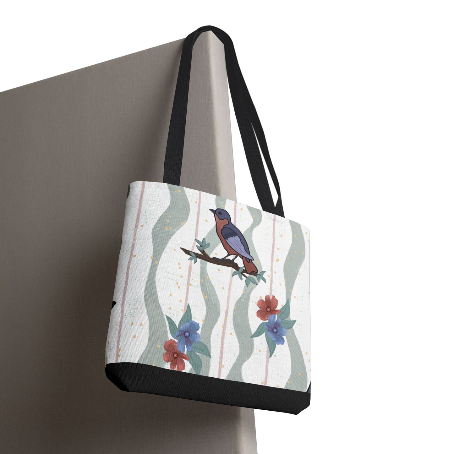 Floral Bird Tote Bag Nature Inspired Canvas Bag Reusable Shopping Bag Birds Flowers Eco Friendly Gift for Her