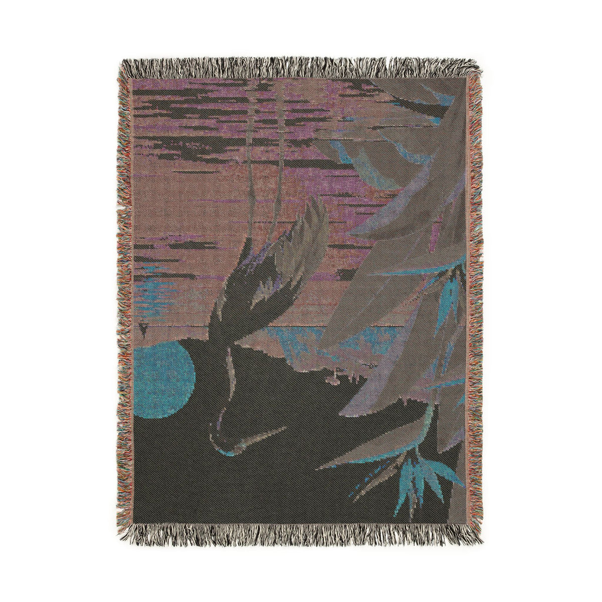 Tropical Heron Sunset Woven Blanket