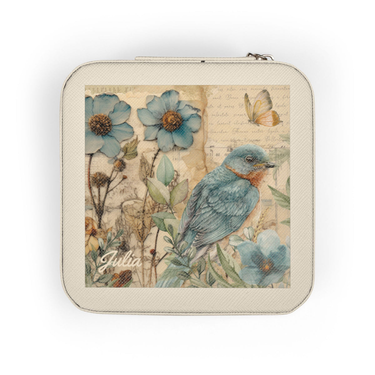Bluebird Floral Jewelry Travel Case