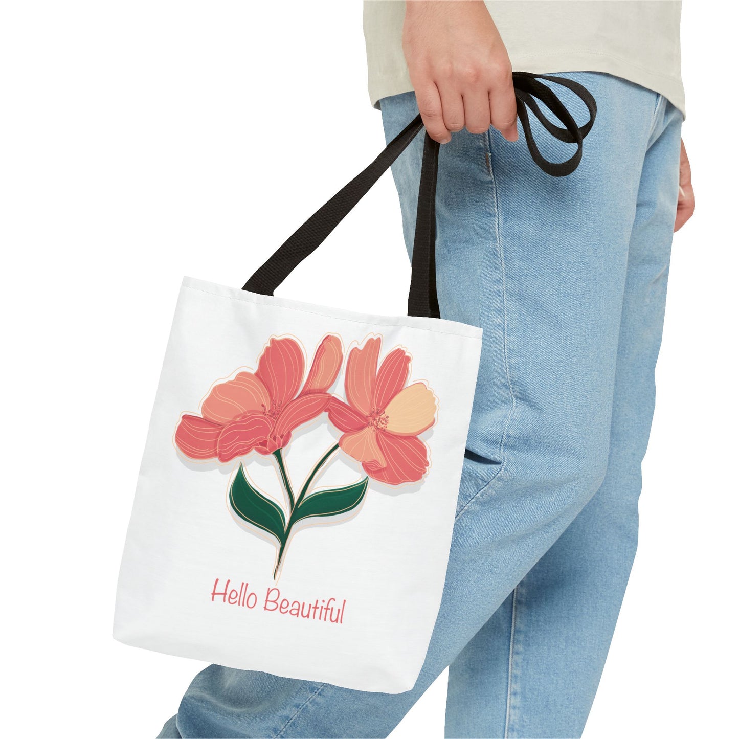 Hello Beautiful Floral Tote Bag